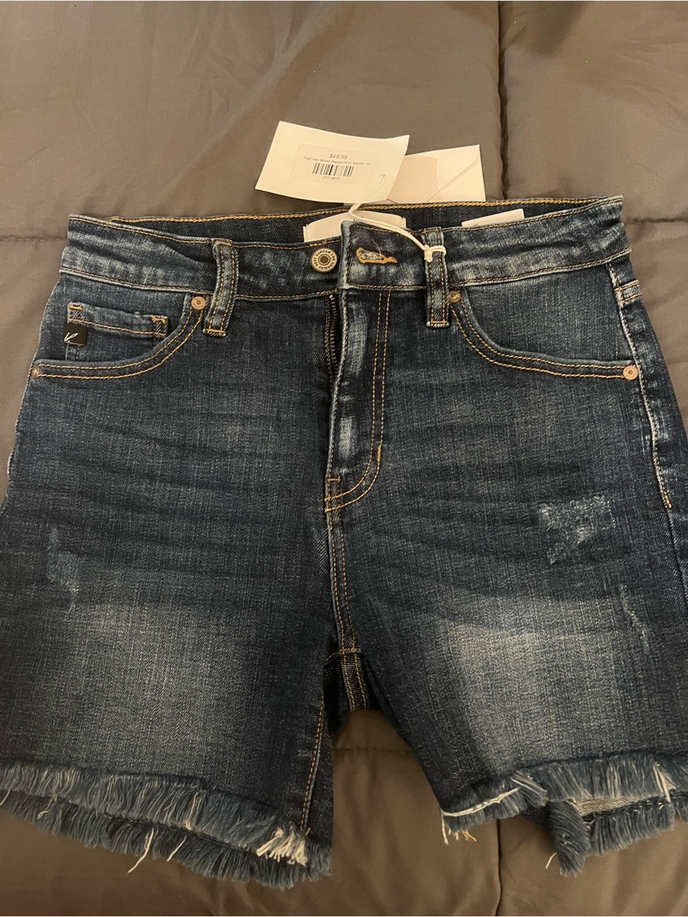 KanCan Dark Blue Distressed Denim Boyfriend Shorts